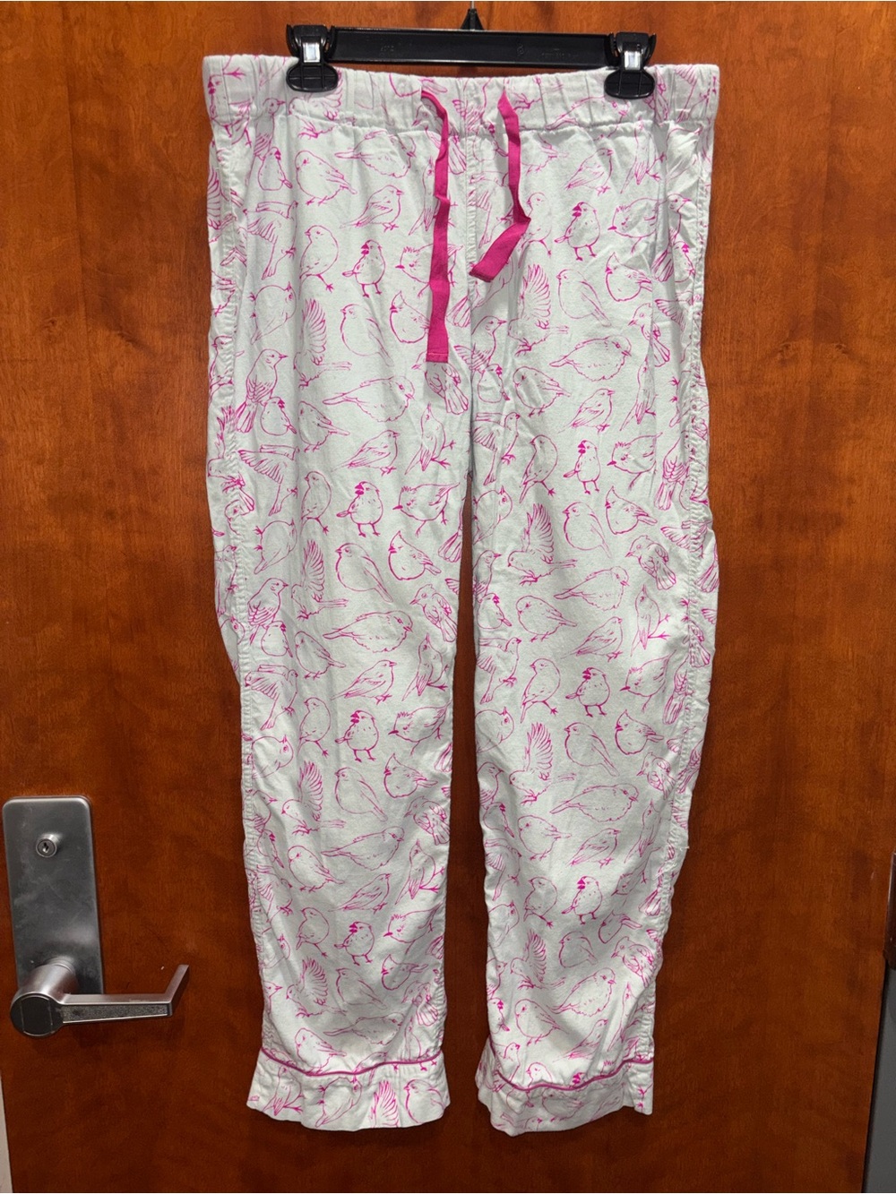 J. Crew White Pajama Pants with Pink Bird Print